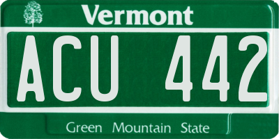 VT license plate ACU442