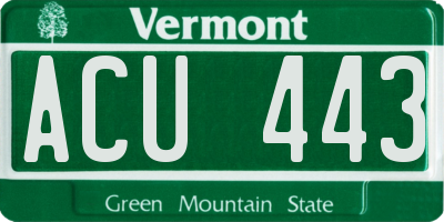 VT license plate ACU443