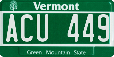 VT license plate ACU449
