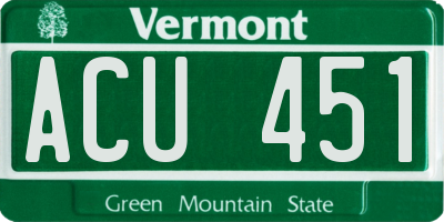 VT license plate ACU451