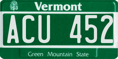 VT license plate ACU452