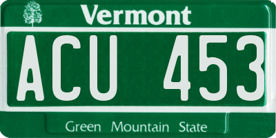 VT license plate ACU453