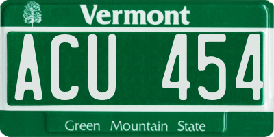 VT license plate ACU454