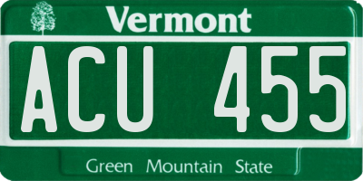 VT license plate ACU455