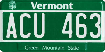 VT license plate ACU463