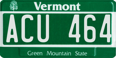 VT license plate ACU464
