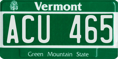 VT license plate ACU465