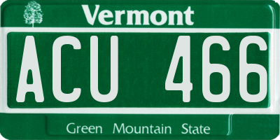 VT license plate ACU466