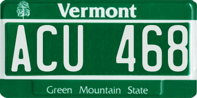 VT license plate ACU468
