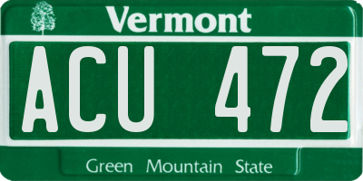 VT license plate ACU472