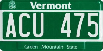 VT license plate ACU475