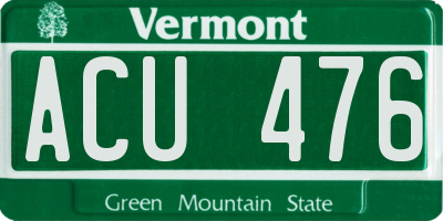 VT license plate ACU476