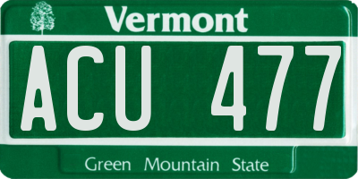 VT license plate ACU477