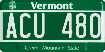 VT license plate ACU480