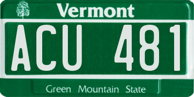 VT license plate ACU481