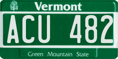 VT license plate ACU482