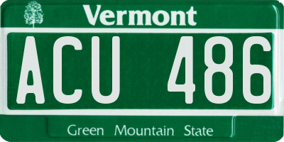 VT license plate ACU486
