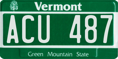 VT license plate ACU487