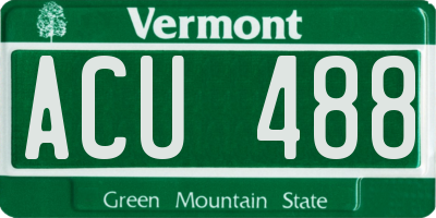 VT license plate ACU488
