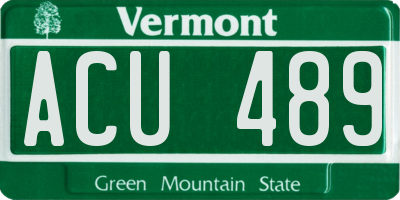 VT license plate ACU489