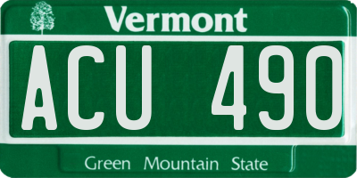 VT license plate ACU490