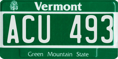 VT license plate ACU493