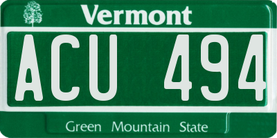 VT license plate ACU494
