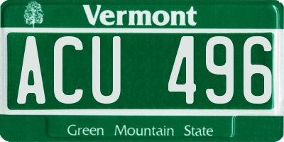 VT license plate ACU496