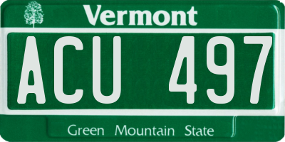 VT license plate ACU497