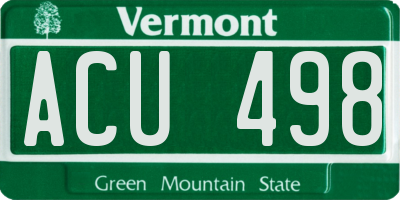 VT license plate ACU498