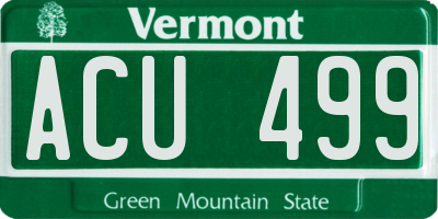 VT license plate ACU499