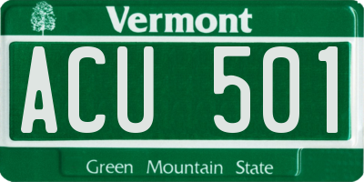 VT license plate ACU501