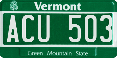 VT license plate ACU503