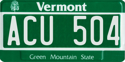 VT license plate ACU504