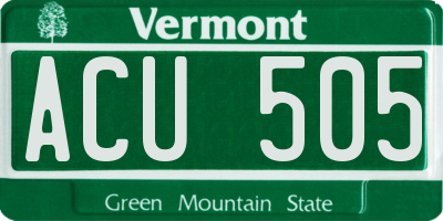 VT license plate ACU505