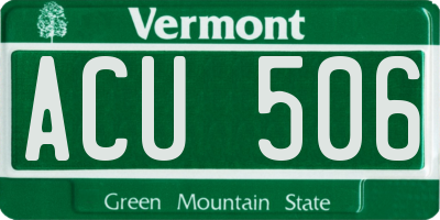VT license plate ACU506
