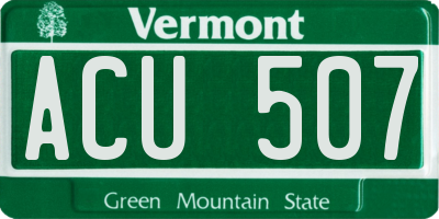 VT license plate ACU507