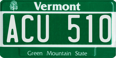 VT license plate ACU510