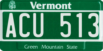 VT license plate ACU513