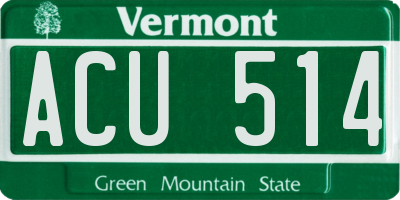 VT license plate ACU514