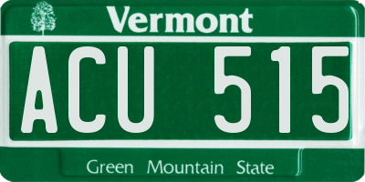 VT license plate ACU515