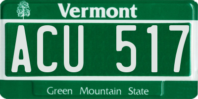 VT license plate ACU517