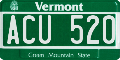 VT license plate ACU520