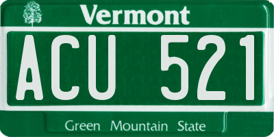 VT license plate ACU521
