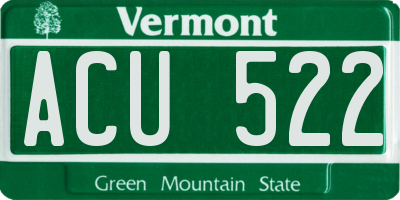 VT license plate ACU522