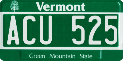 VT license plate ACU525