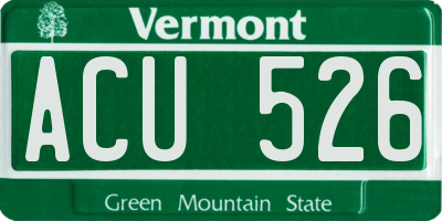 VT license plate ACU526