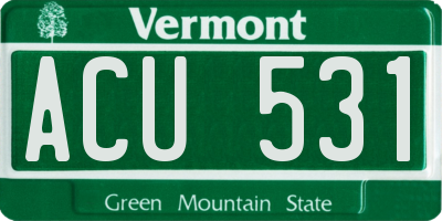 VT license plate ACU531