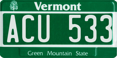 VT license plate ACU533