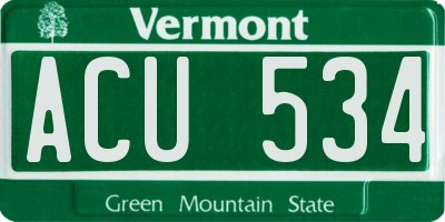 VT license plate ACU534